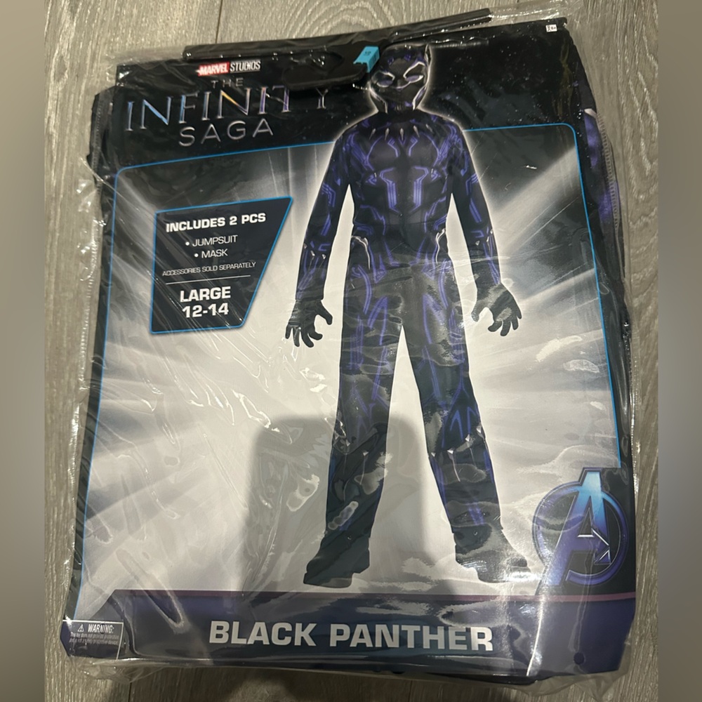 Marvel Black Panther Costume kids size large 12-14
